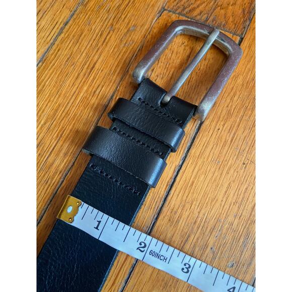 Heavy Duty Distressed Black Leather Belt Mens sz 44 - Picture 9 of 12